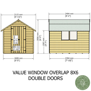 Shire Garden Value Overlap 8 x 6 Double Door Shed with or wihout Window - Garden Life Stores - Garden Life Stores. 
