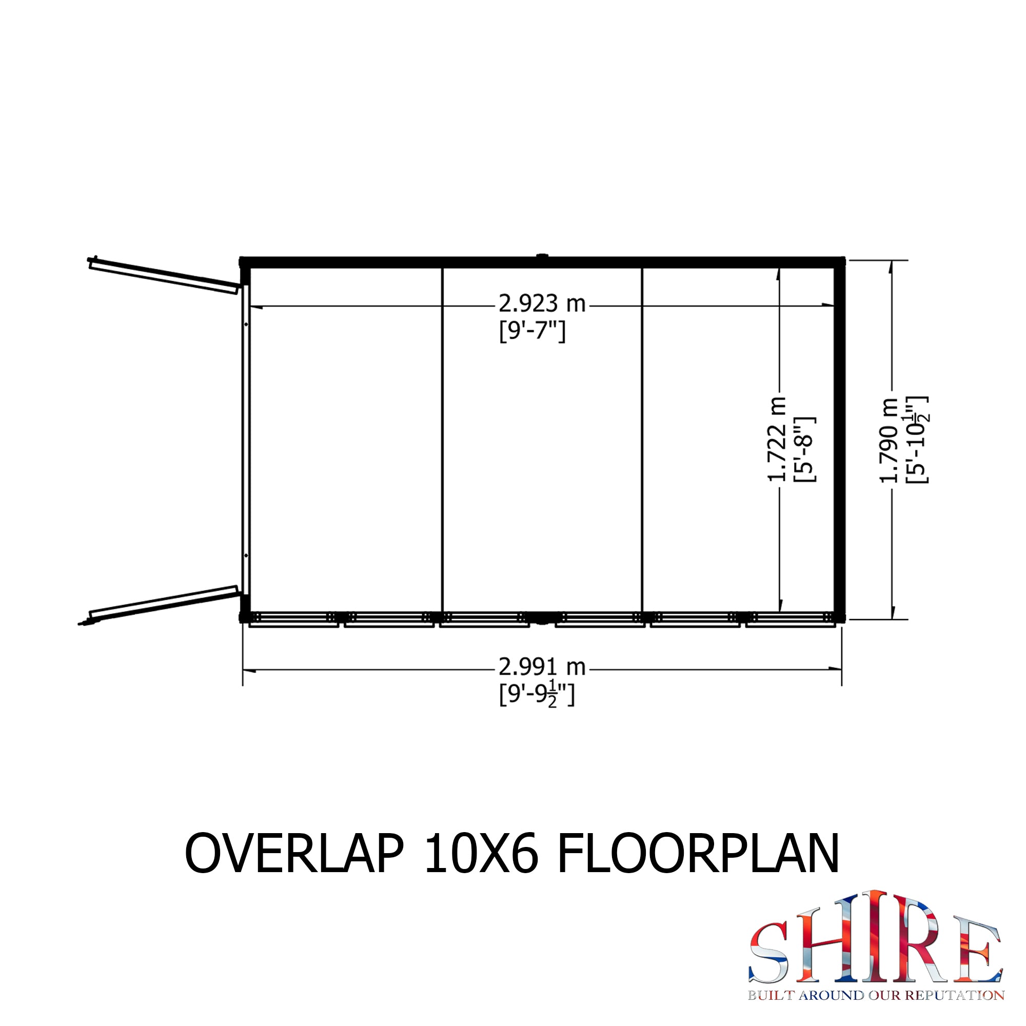 Shire Dip Treated Overlap Shed Double Door (10x6) with Windows - Garden Life Stores. 