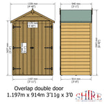 Shire Overlap Dipped Wooden Garden Shed Double Door with Shelves 4x3 - Garden Life Stores. 