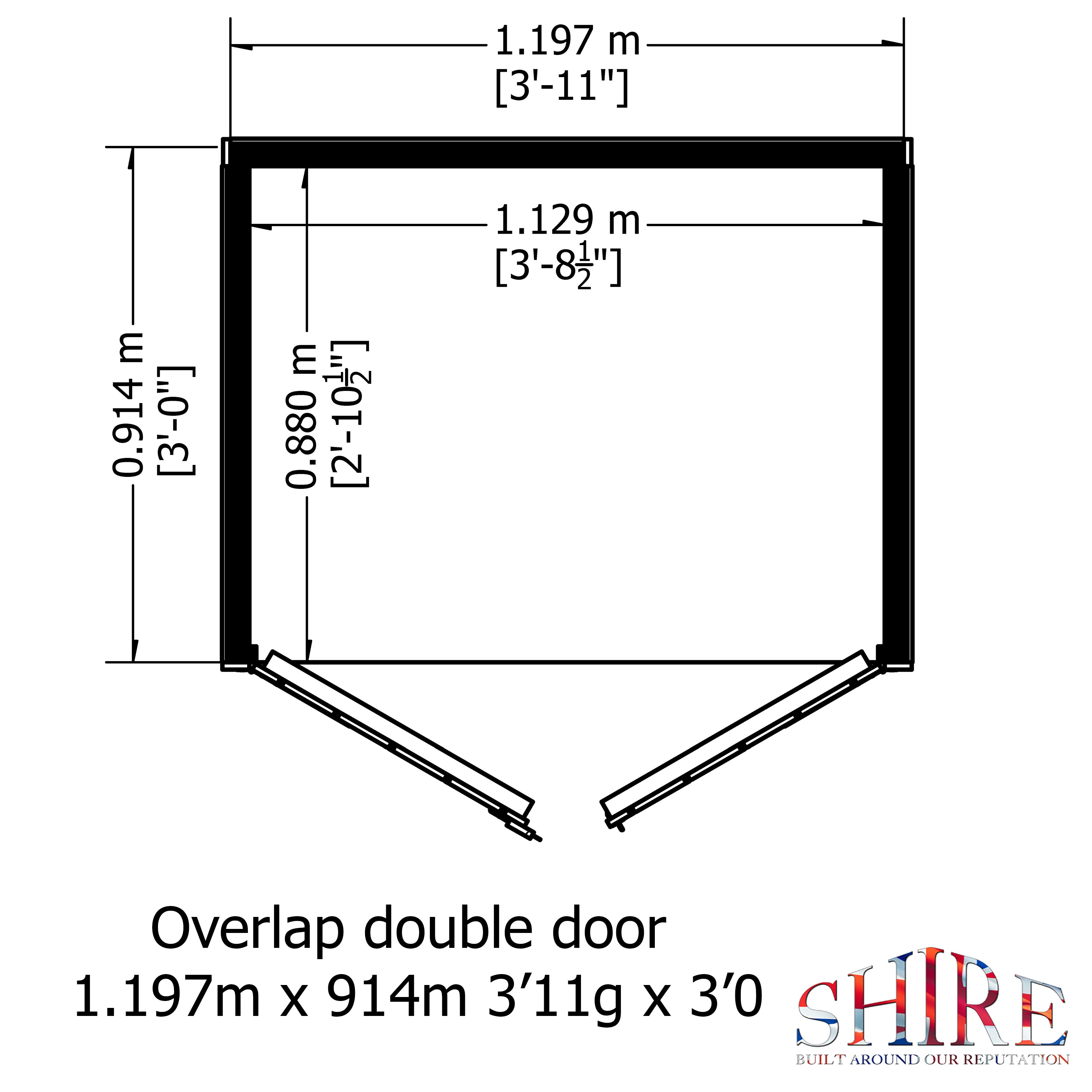 Shire Overlap Dipped Wooden Garden Shed Double Door with Shelves 4x3 - Garden Life Stores. 