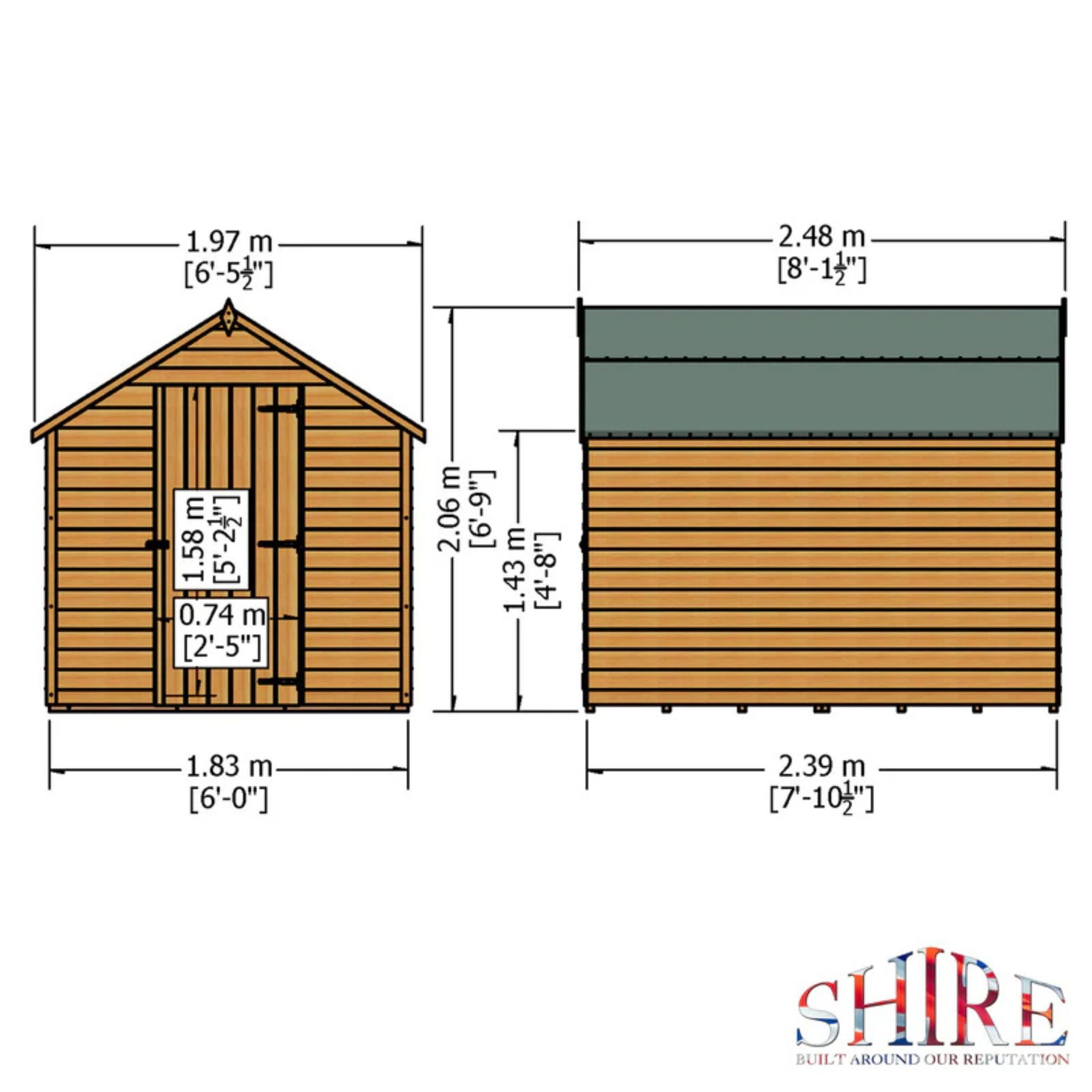 Shire Overlap Dipped Apex Wooden Garden Shed 8x6