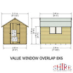 Shire Overlap Dipped Apex Wooden Garden Shed with Window 8x6