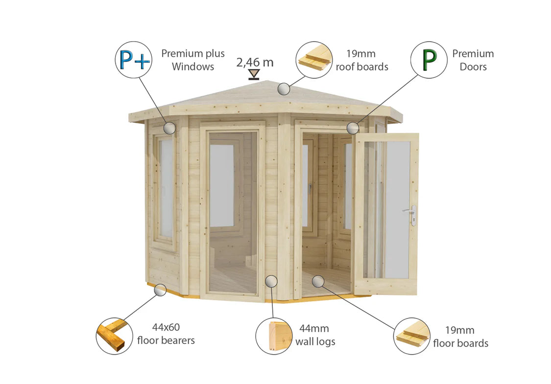 Shire Pavillion 10x10 44mm Log Cabin