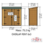 Shire Pressure Treated Overlap Range Pent Double Door 6x3 Garden Life Stores