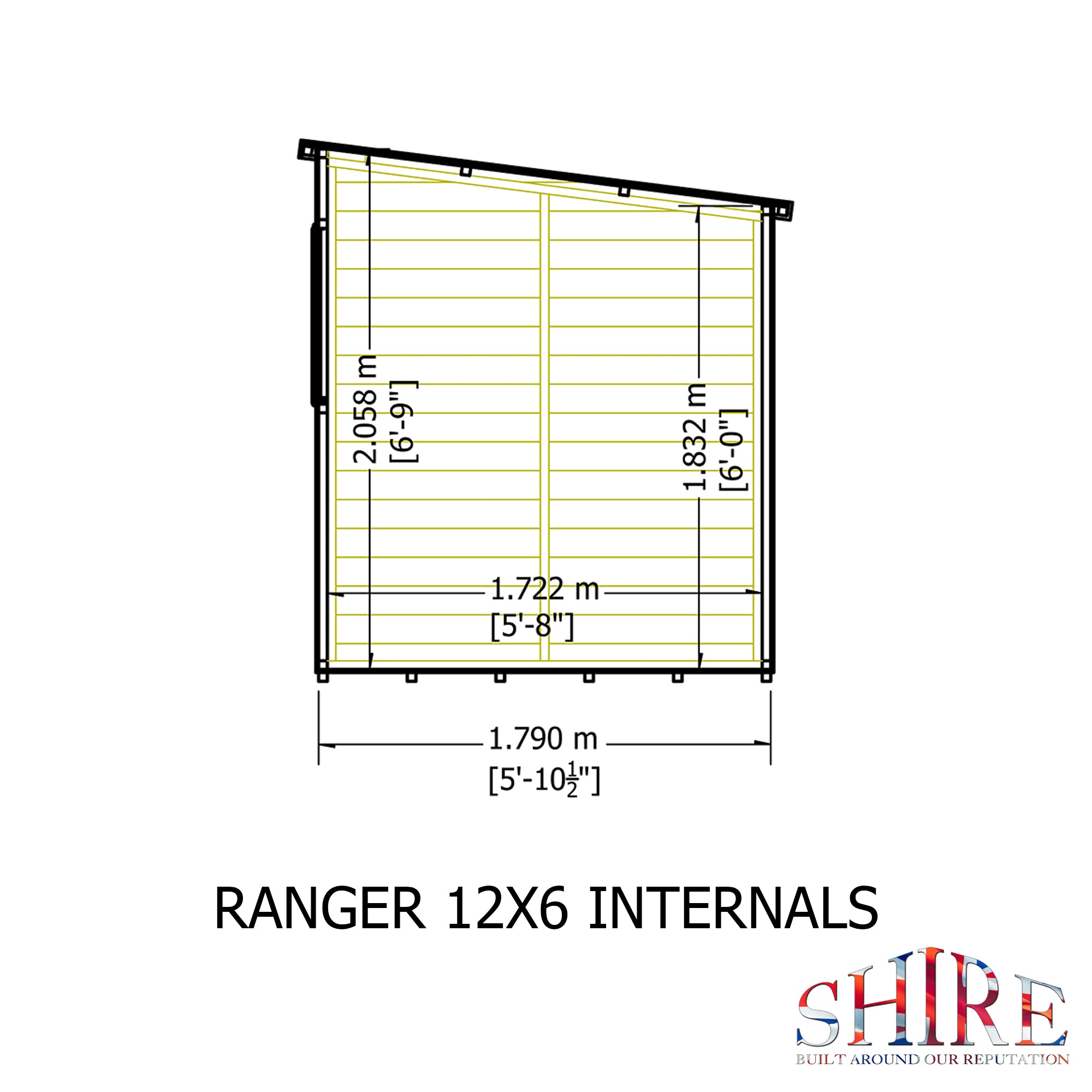 Shire Ranger Double Door Pent Shed 12x6