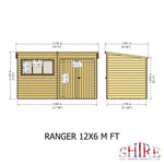 Shire Ranger Double Door Pent Shed 12x6