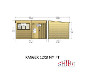 Shire Ranger 12x8 Double Door Pent Shed