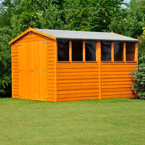 Shire Dip Treated Overlap Shed Double Door (10x6) with Windows - Garden Life Stores. 