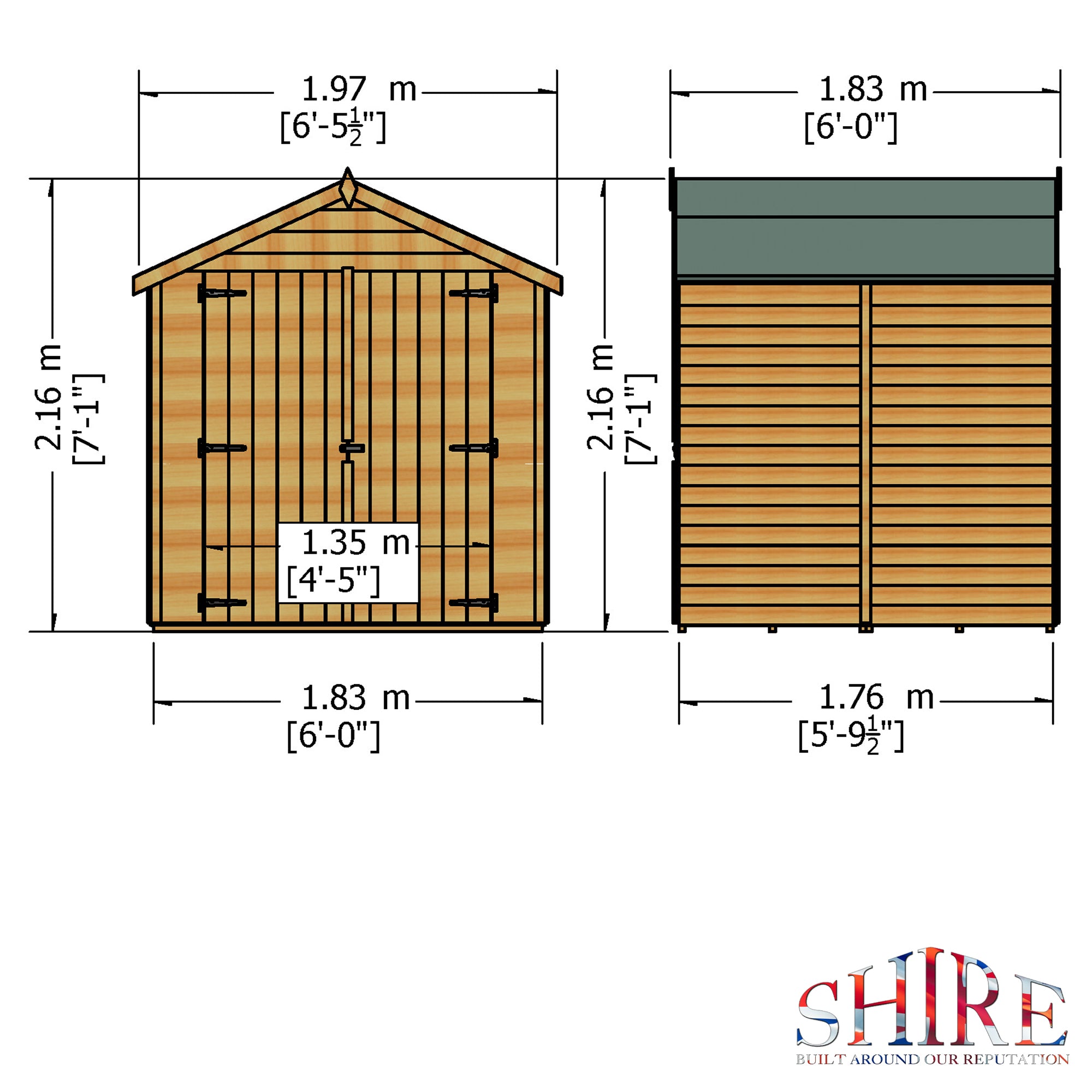 Shire Overlap Dipped Wooden Garden Shed Double Door 6x6 - Garden Life Stores. 