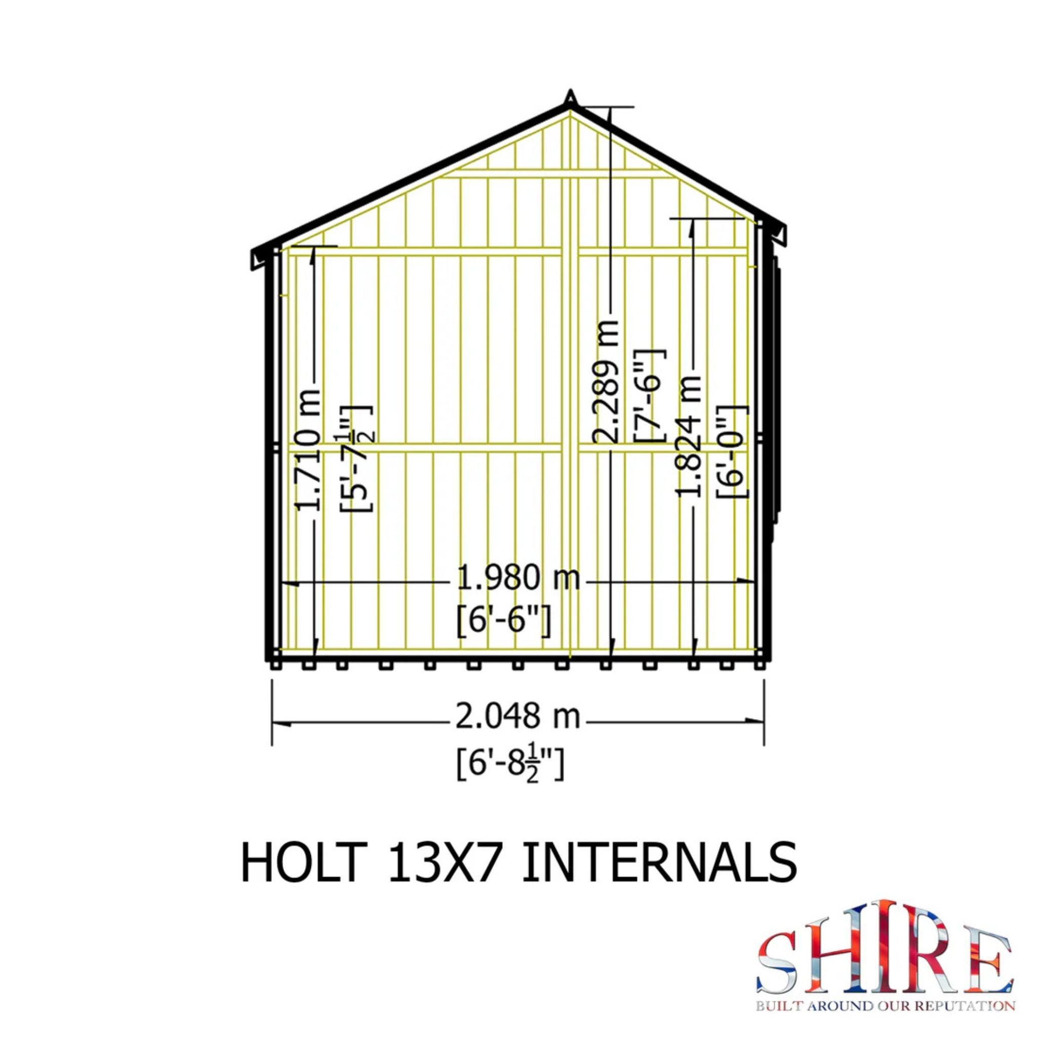 Shire Pressure Treated Holt Apex Garden Shed 7x13