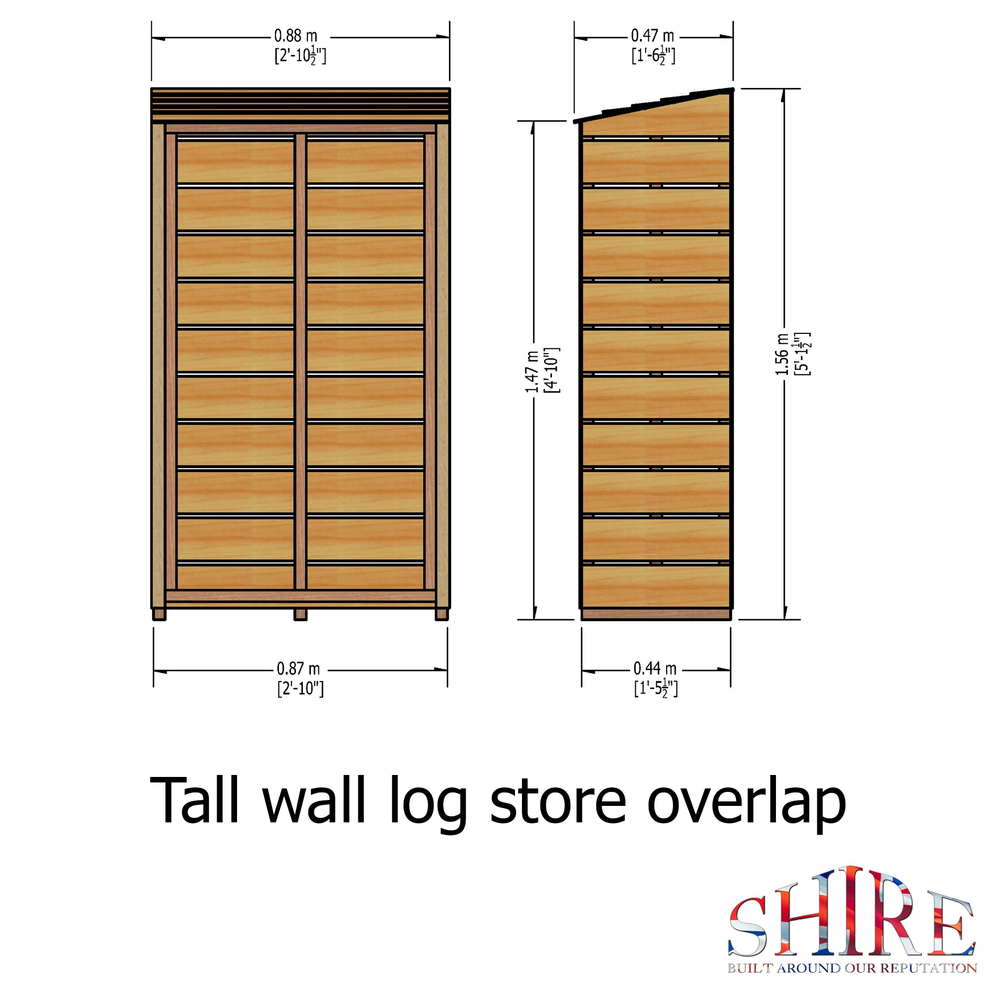 Shire Tall Wall Log Store - Sawn Timber - Pressure Treated