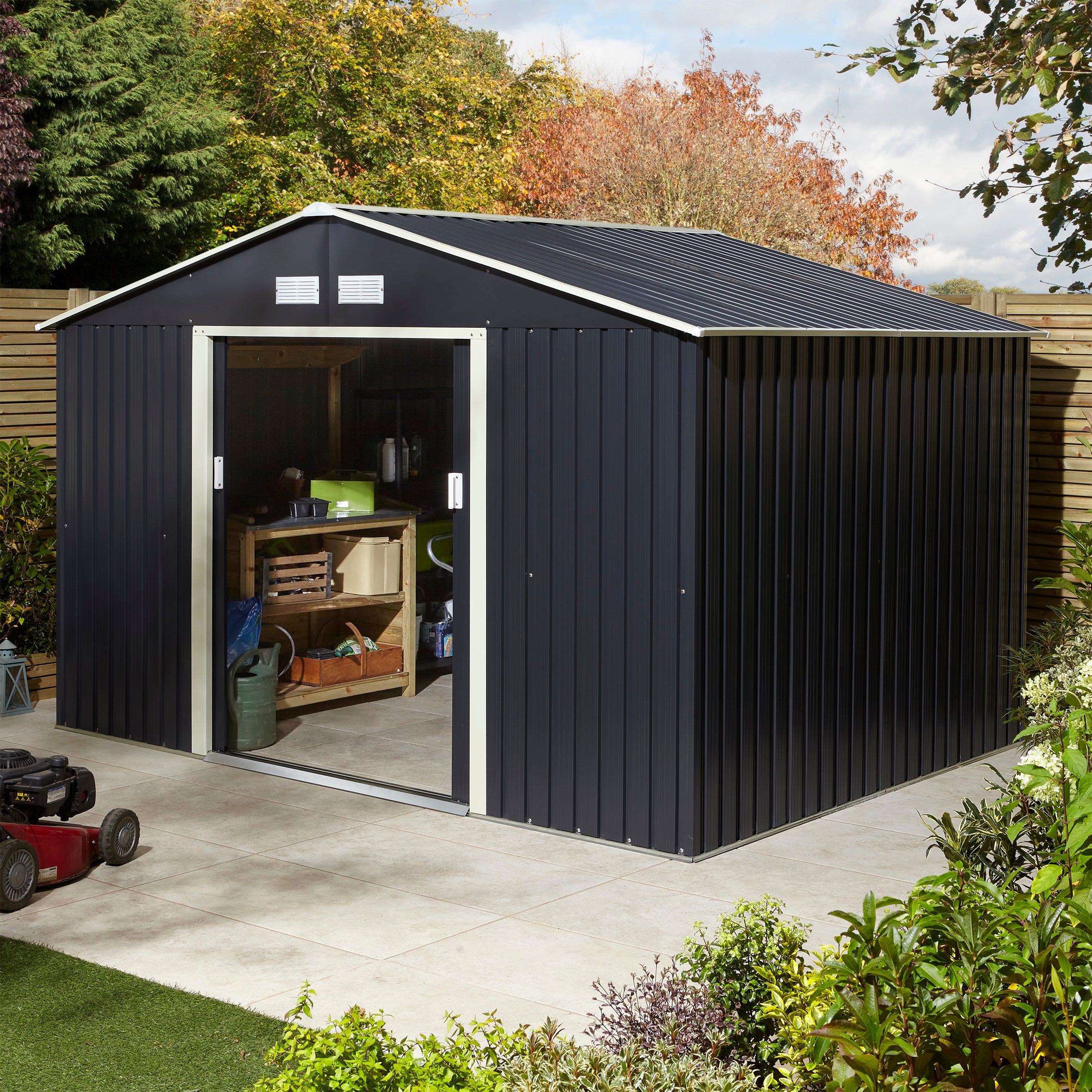 Rowlinson 10×8 Trentvale Metal Apex Shed – Dark Grey