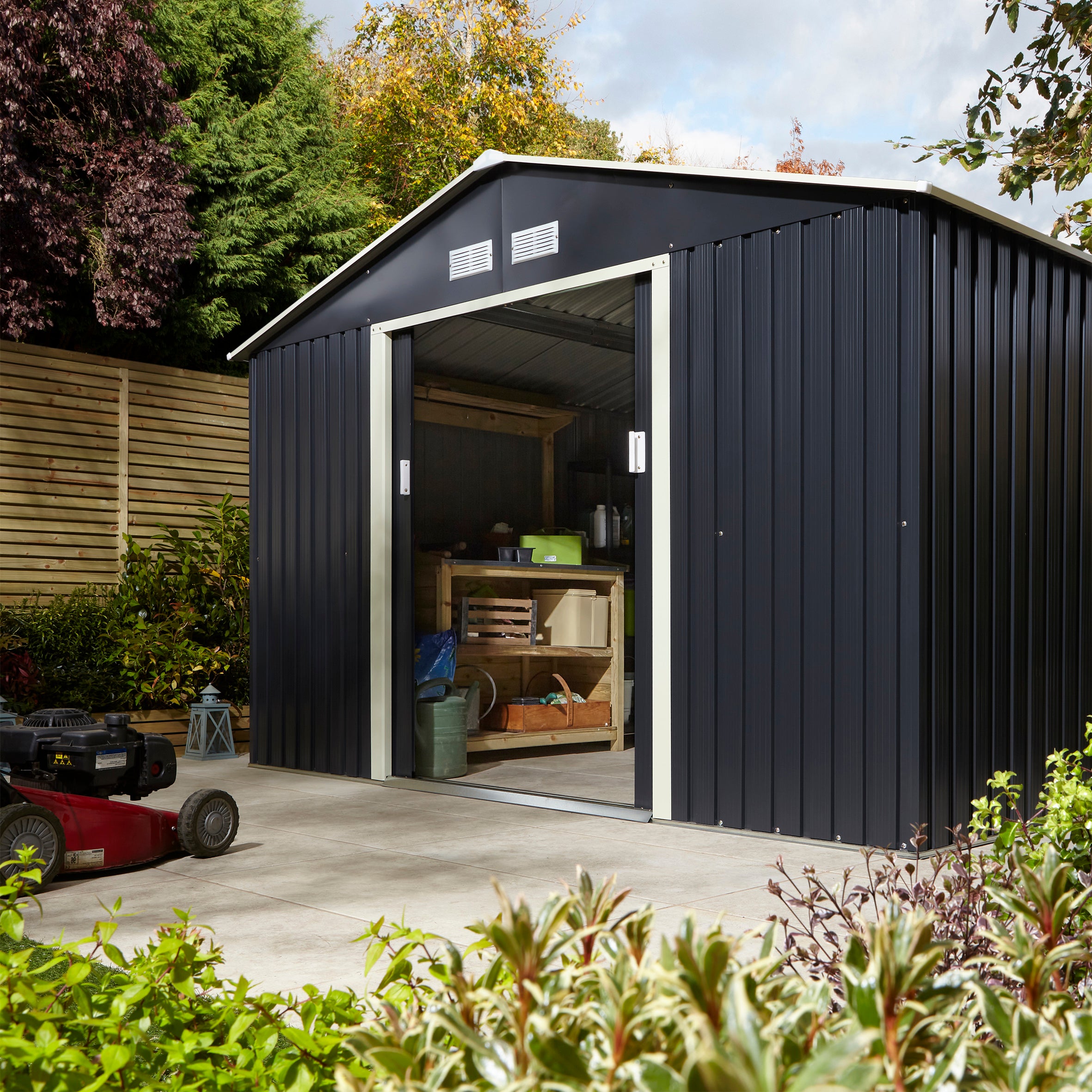 Rowlinson 10×8 Trentvale Metal Apex Shed – Dark Grey