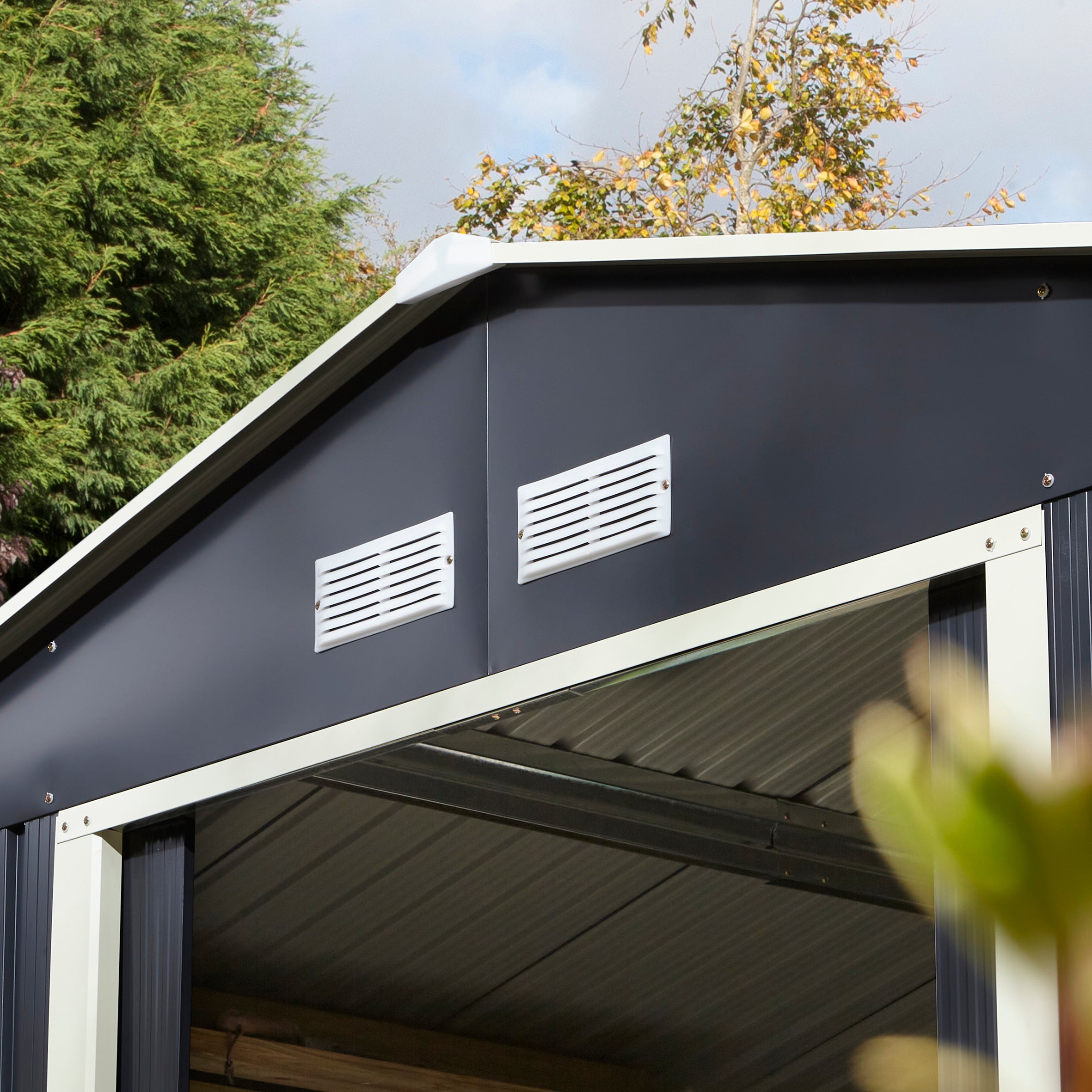 Rowlinson 10×8 Trentvale Metal Apex Shed – Dark Grey