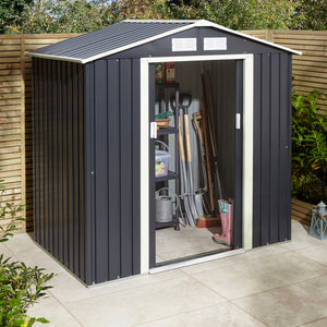 Rowlinson 6×4 Trentvale Metal Apex Shed – Dark Grey