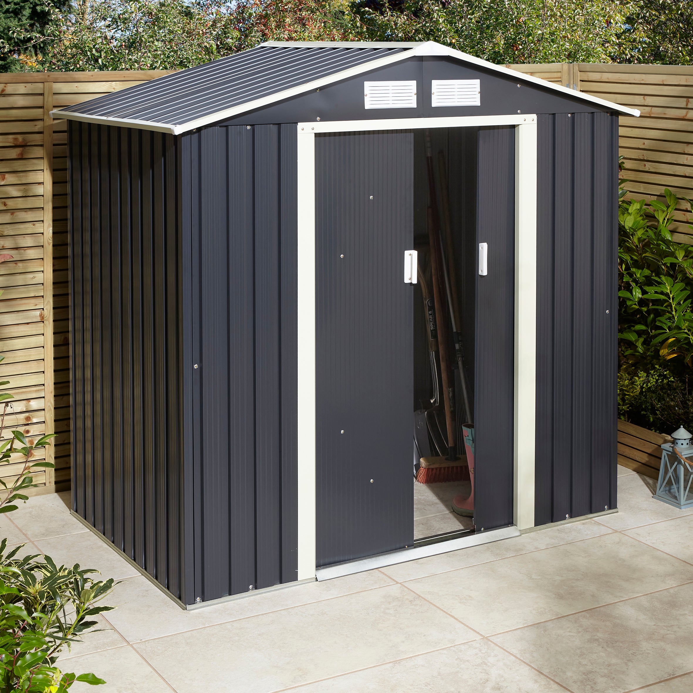 Rowlinson 6×4 Trentvale Metal Apex Shed – Dark Grey