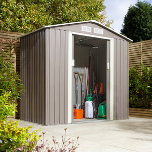 Rowlinson 6×4 Trentvale Metal Apex Shed – Light Grey