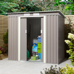 Rowlinson 6×4 Trentvale Metal Pent Shed – Light Grey