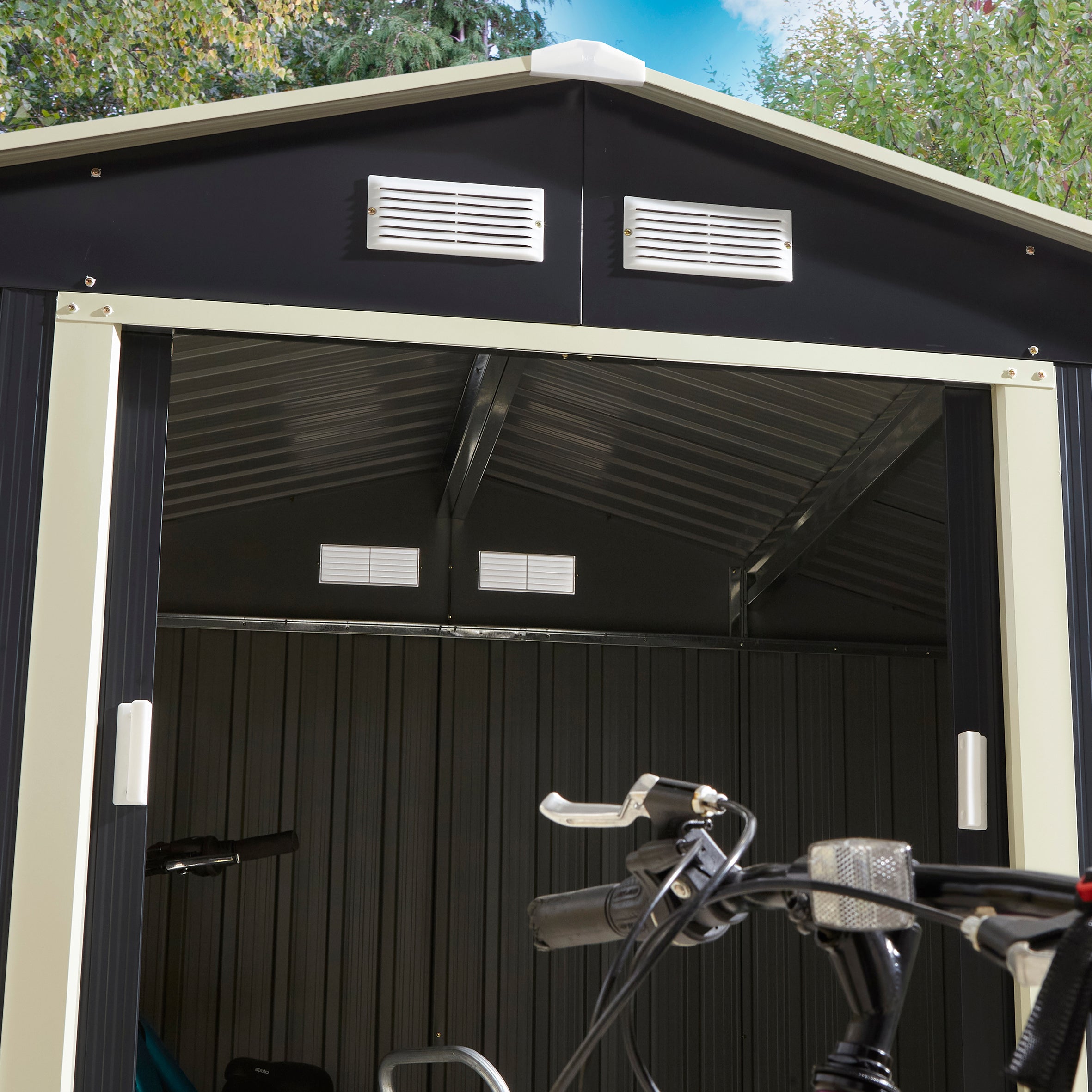 Rowlinson 8×6 Trentvale Metal Apex Shed – Dark Grey