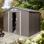 Rowlinson 8×6 Trentvale Metal Apex Shed – Light Grey