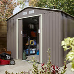 Rowlinson 8×6 Trentvale Metal Apex Shed – Light Grey