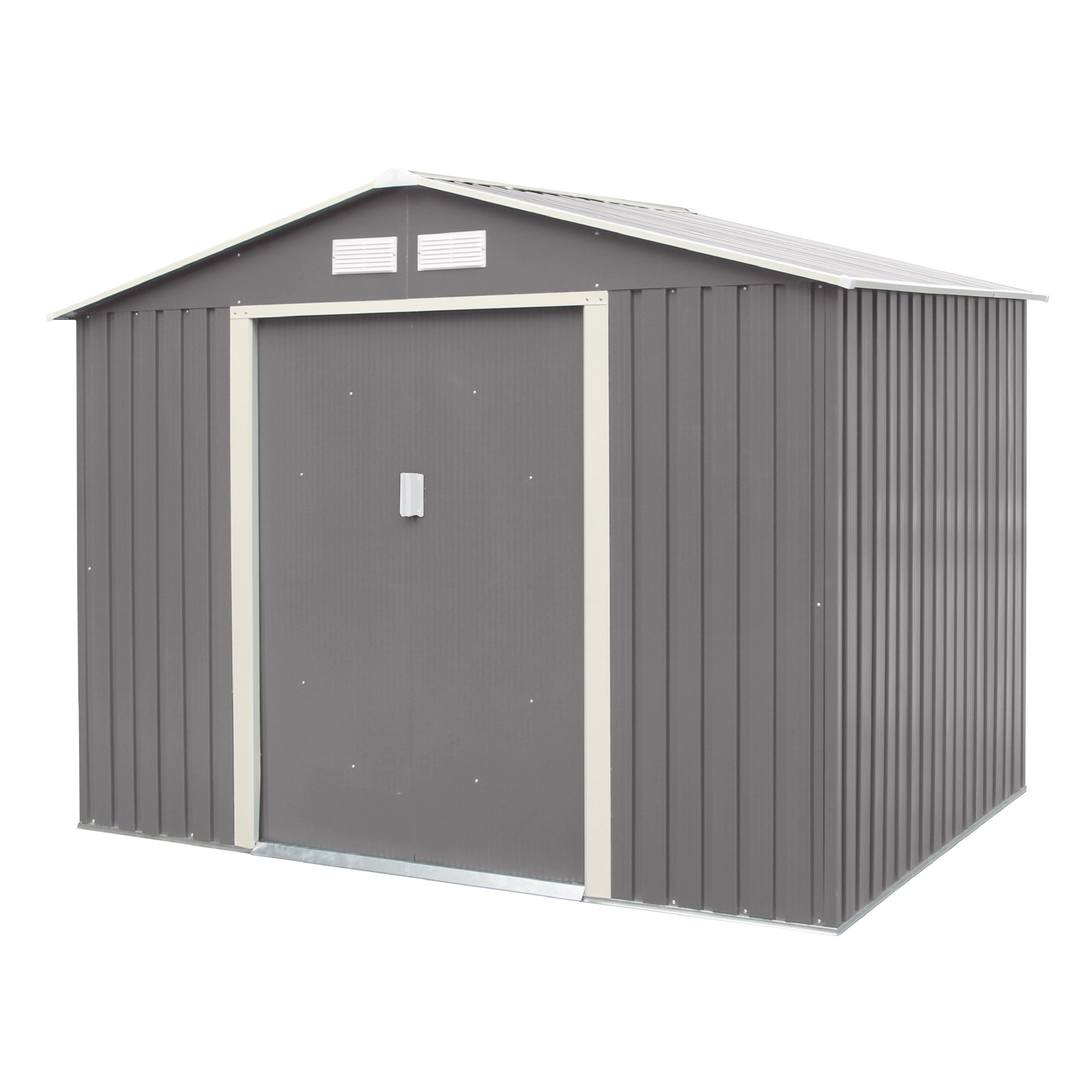 Rowlinson 8×6 Trentvale Metal Apex Shed – Light Grey