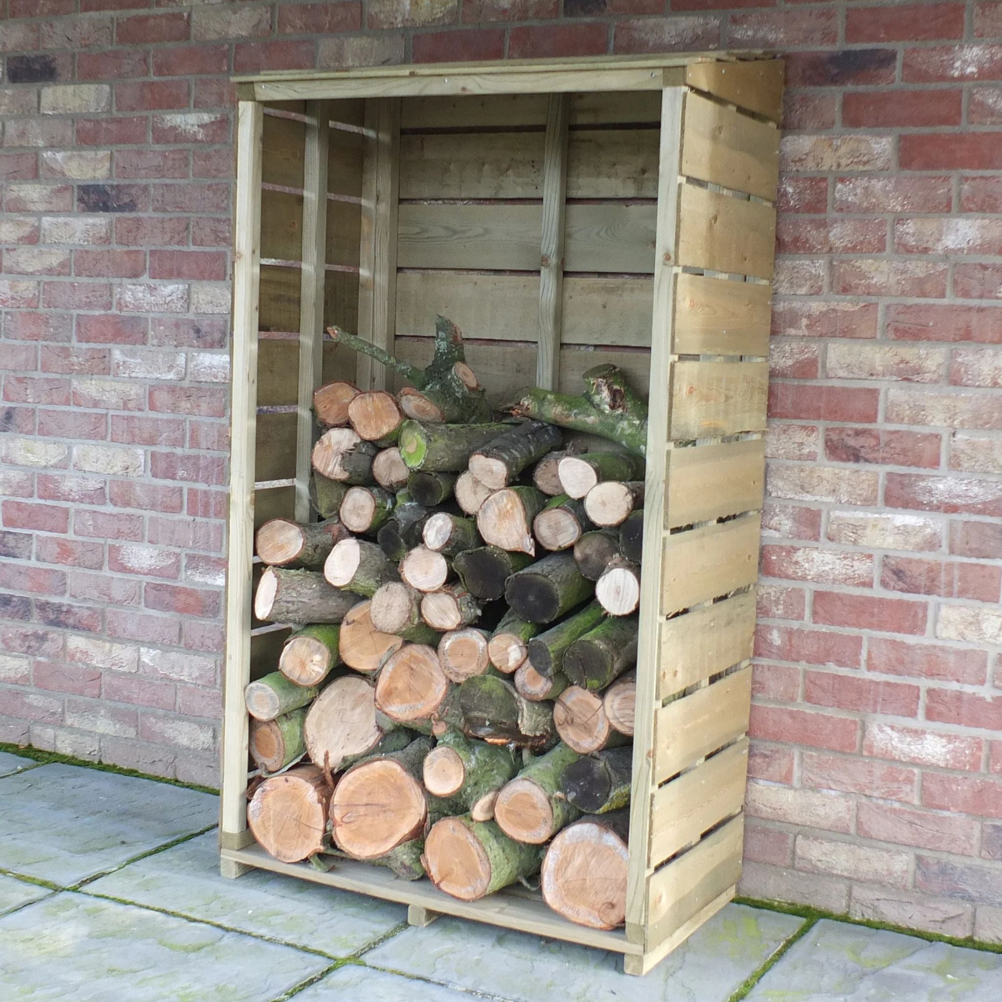 Shire Tall Wall Log Store – Sawn Timber, Pressure-Treated Firewood Storage | Garden Life Stores