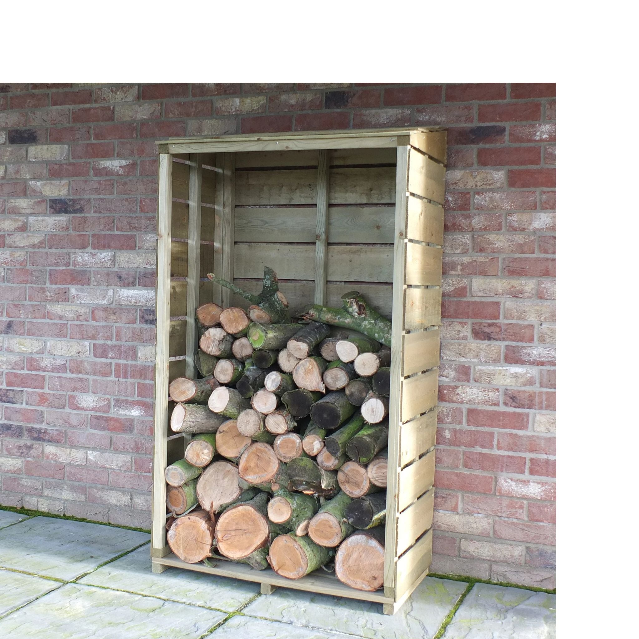 Shire Tall Wall Log Store – Sawn Timber, Pressure-Treated Firewood Storage | Garden Life Stores