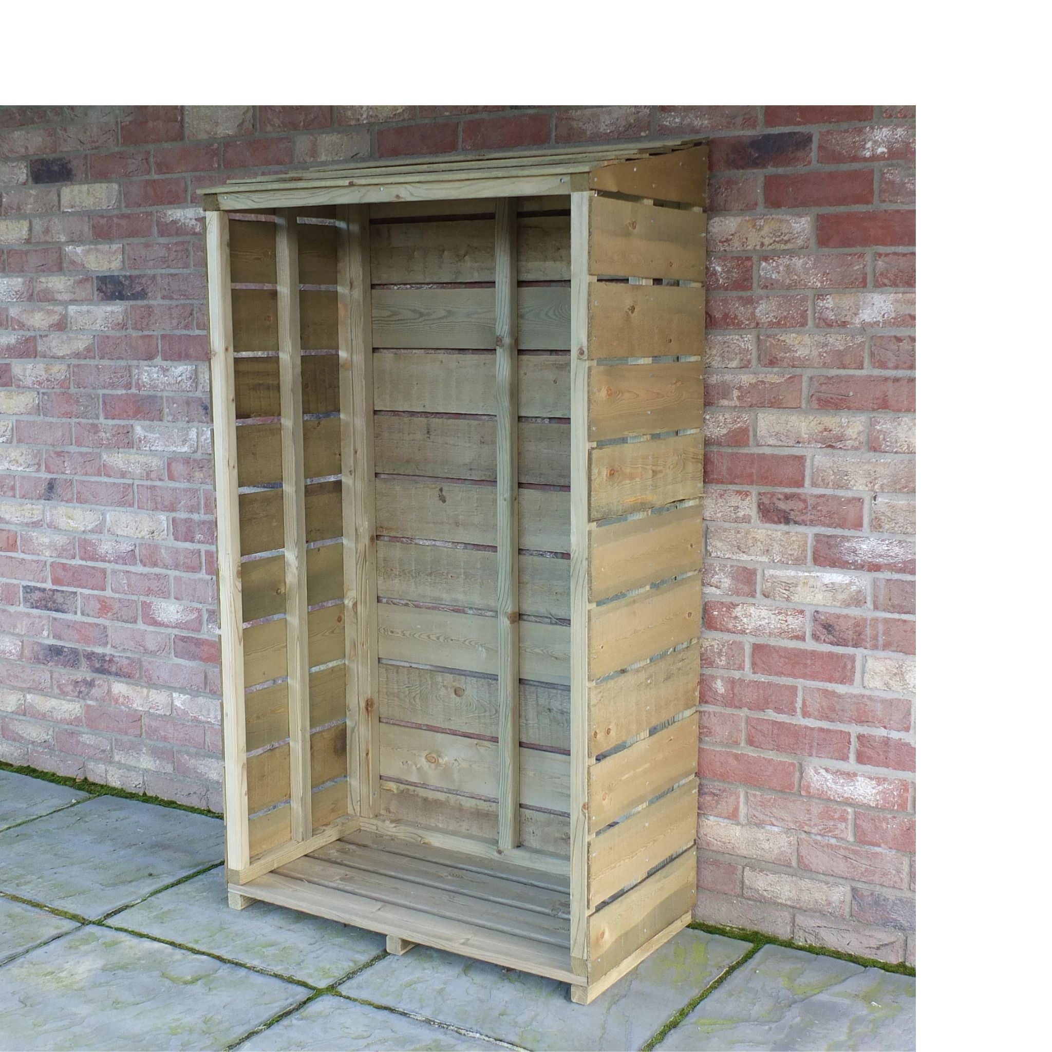 Shire Tall Wall Log Store – Sawn Timber, Pressure-Treated Firewood Storage | Garden Life Stores