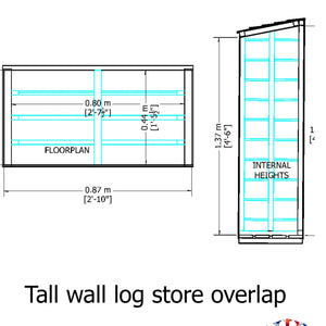 Shire Tall Wall Log Store – Sawn Timber, Pressure-Treated Firewood Storage | Garden Life Stores