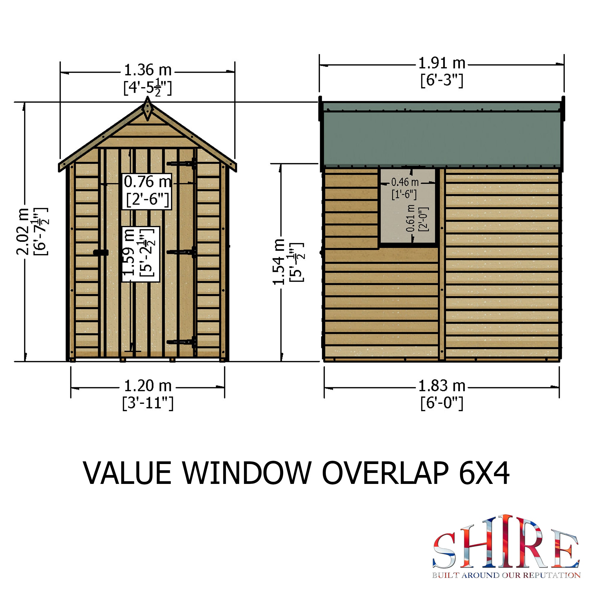 Shire Overlap Dipped Apex Wooden Garden Shed With Window 6x4 - Garden Life Stores. 