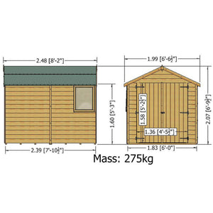 Shire Warwick Shed Double Door 8x6 Garden Life Stores