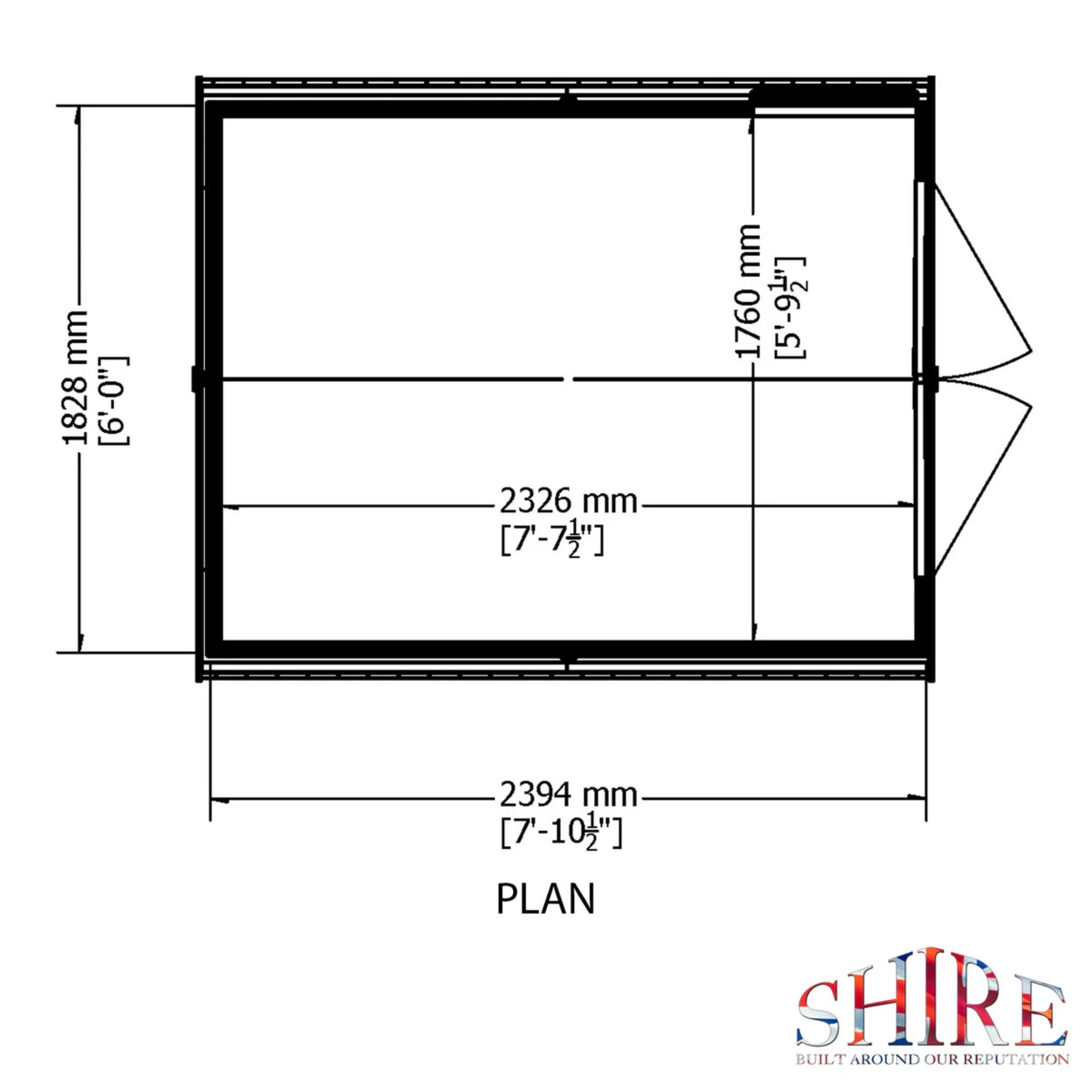 Shire Warwick Shed Double Door 8x6 Garden Life Stores