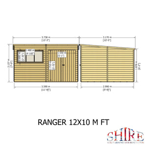Shire Ranger 12x10 Double Door Pent Shed