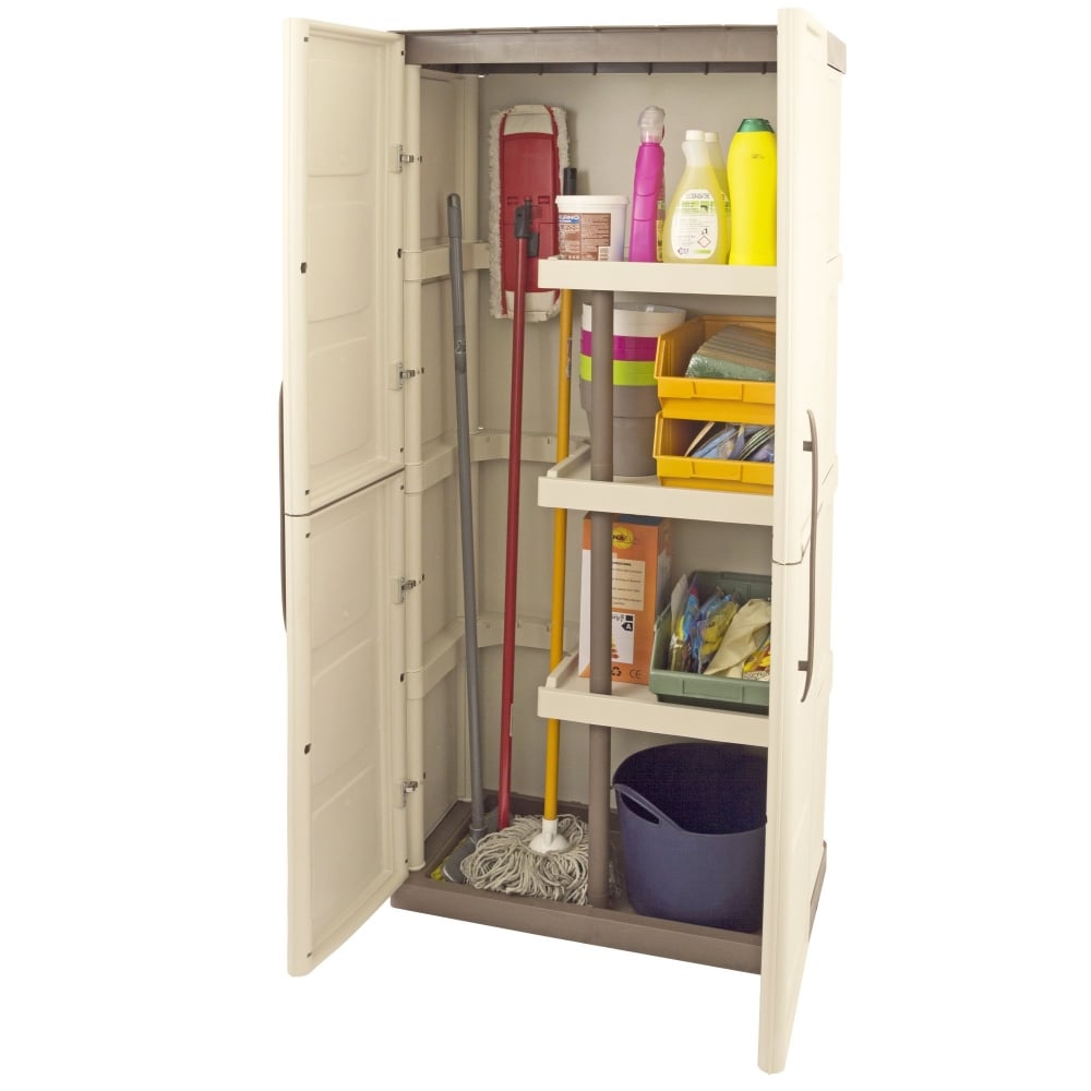 Shire Large Plastic Utility Cupboard with Broom Storage