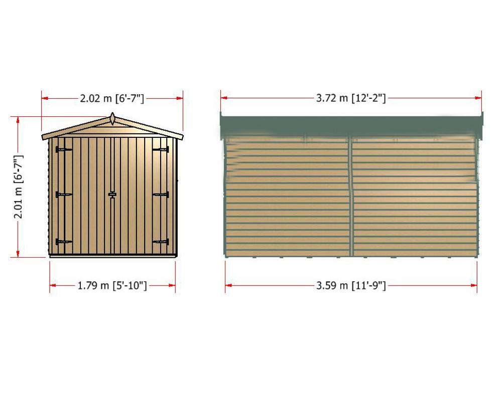 Shire Overlap Dipped Wooden Double Door Optional Windows 12 x 6 - Garden Life Stores. 