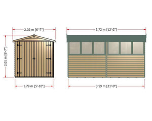 Shire Overlap Dipped Wooden Double Door Optional Windows 12 x 6 - Garden Life Stores. 