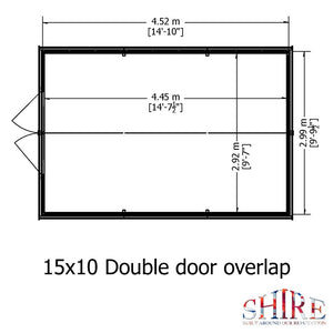 Shire Overlap Dipped Wooden Double Door with Optional Windows 10 x 15 - Garden Life Stores. 