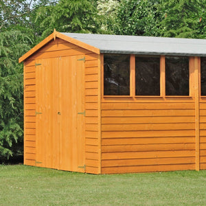 Shire Overlap Dipped Wooden Double Door with Optional Windows 10 x 15 - Garden Life Stores. 