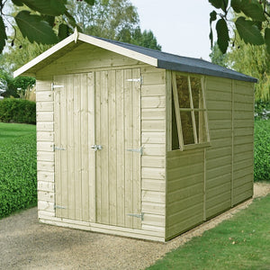 Shire Guernsey Wooden Pressure Treated Shiplap Shed Double Door 10 x 7 - Garden Life Stores. 