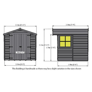 Shire Alderney Wooden Pressure Treated Shiplap Shed Single Door 7 x 7 - Garden Life Stores. 