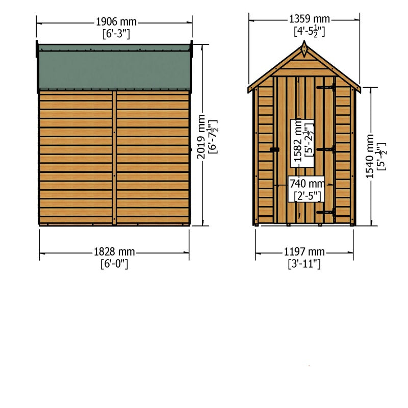 Shire Wooden Pressure Treated Super Value Overlap Single Door 6 x 4 - Garden Life Stores. 
