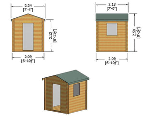 Shire Danbury Wooden Log Cabin 7x7,  8x8, 9x9 - Garden Life Stores. 