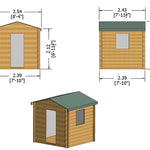 Shire Danbury Wooden Log Cabin 7x7,  8x8, 9x9 - Garden Life Stores. 