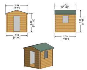 Shire Danbury Wooden Log Cabin 7x7,  8x8, 9x9 - Garden Life Stores. 