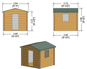 Shire Danbury Wooden Log Cabin 7x7,  8x8, 9x9 - Garden Life Stores. 