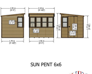 Shire Sun Pent Shed 6x6