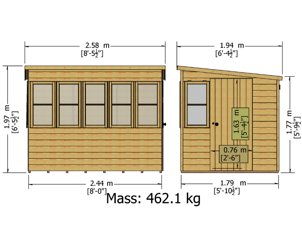 Shire Sun Pent Shed 8x6