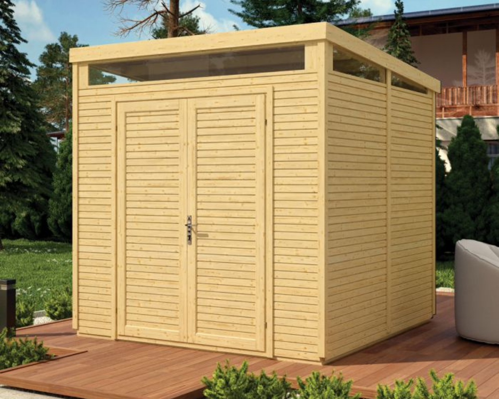 Rowlinsons 8x8 Pent Security Shed - Unpainted Natural Garden Paramount Building